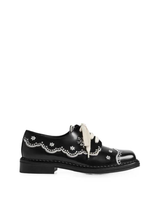 Simone Rocha Black Floral-Lace Derby Shoes