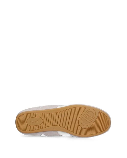 Liu Jo White Suede-Panelled Logo-Patch Sneakers