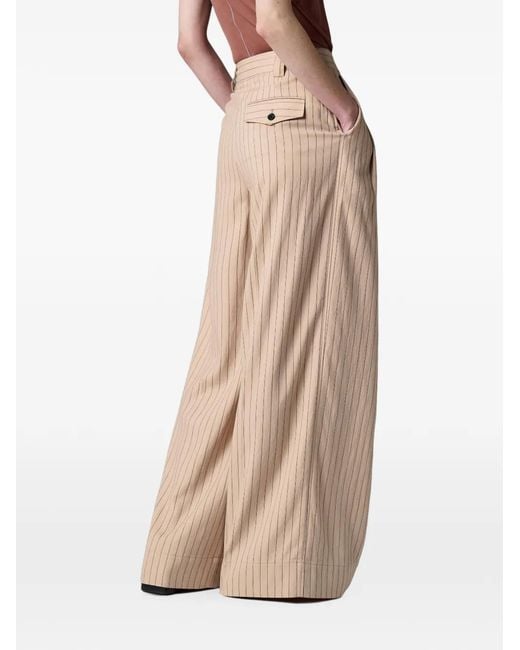 Paul Smith Natural Sand Pinstripe Wide Leg Trousers