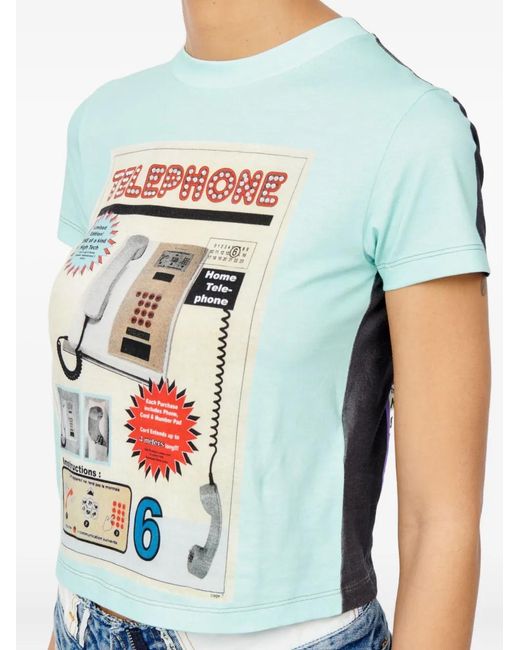 MM6 by Maison Margiela Blue Roundneck Graphic Sweatshirt
