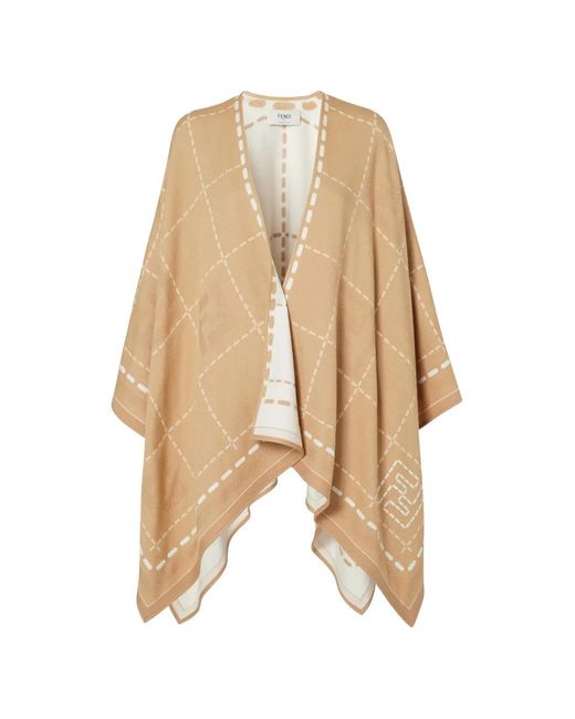 Fendi Natural Gemusterter Poncho