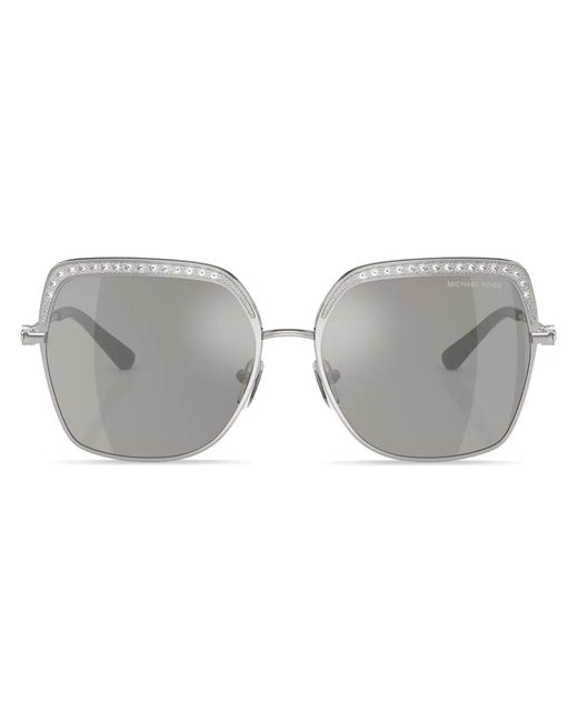 Michael Kors Gray Crystal-Embellished Oversize-Frame Sunglasses