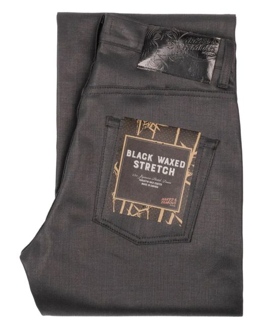 Naked & Famous Black Stong Guy Waxed Coated Jeans for men