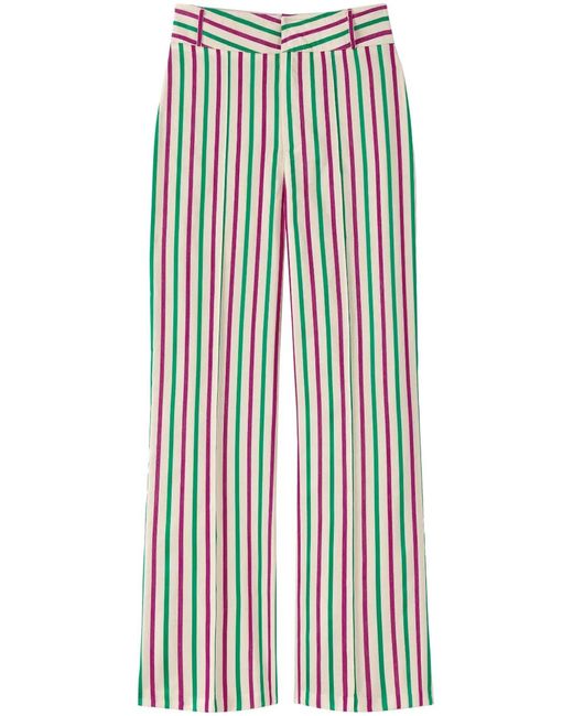 D'Estree White Yoshi Striped Pattern Trousers