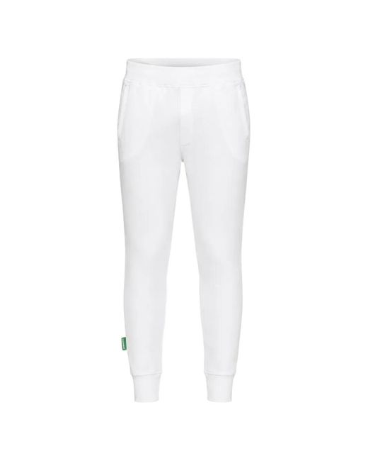DSquared² White Logo-Print Brushed Track Pants for men