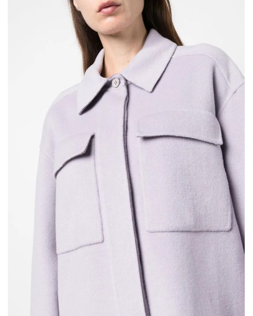 Calvin Klein Purple Spread-Collar Wool Shirt Jacket
