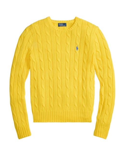 Polo Ralph Lauren Yellow Cable-Knit Crew-Neck Sweater