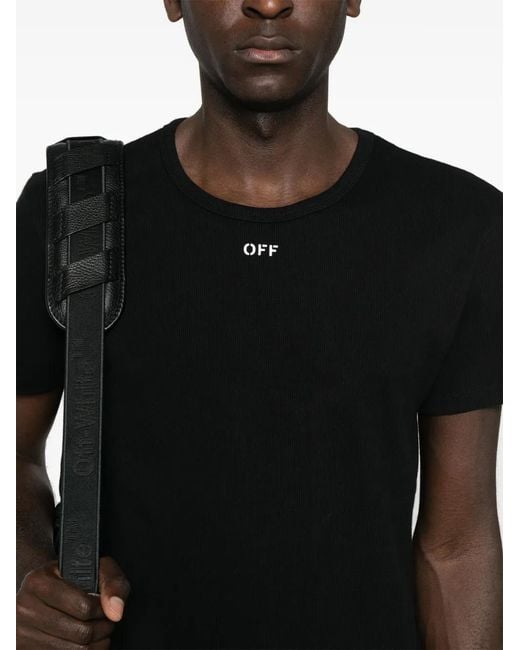 Off-White c/o Virgil Abloh Black T-Shirt Côtelé Off-Stamp for men