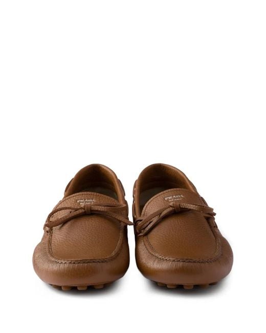 Prada Brown Chaussures Bateau À Logo for men