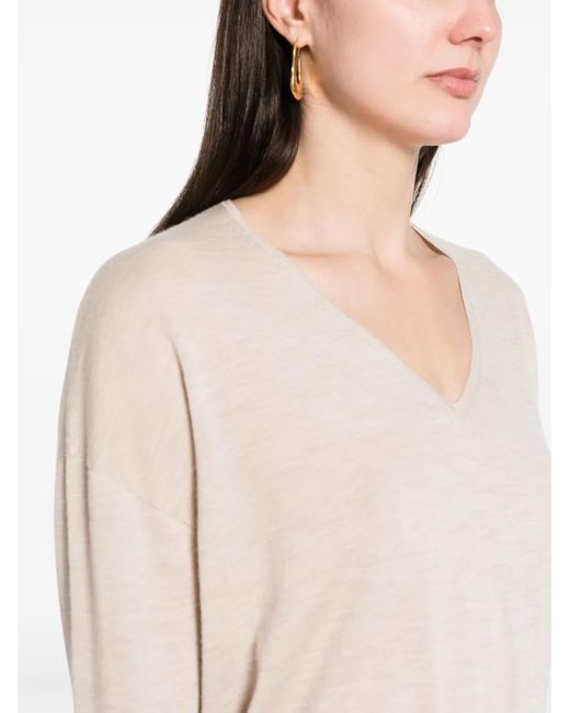 Max Mara Natural V-Neck Cashmere Jumper