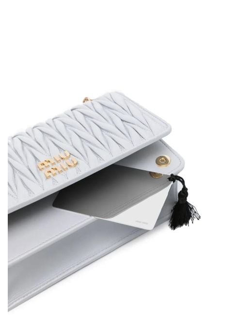 Miu Miu White Matelassé Nappa-Leather Mini Bag