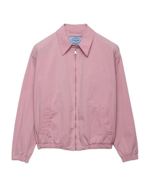 Prada Pink Shirt-Collar Welt-Pocket Jacket
