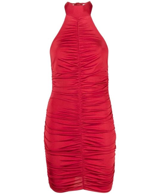 Noire Swimwear Red Ruched Halterneck Minidress