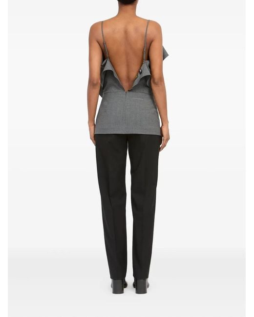 MM6 by Maison Margiela Gray Top Mit Rüschenriemen