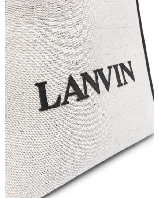 Lanvin White Logo-Embossed Tote Bag