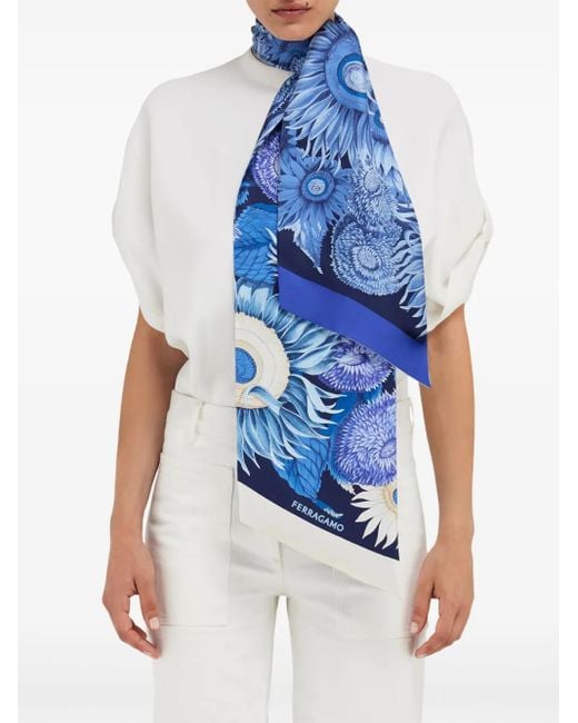 Ferragamo Blue Sunflower Print Bandeau