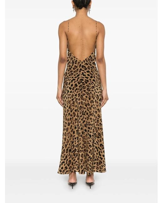 Blazé Milano Natural Leopard-Print Slip Midi Dress