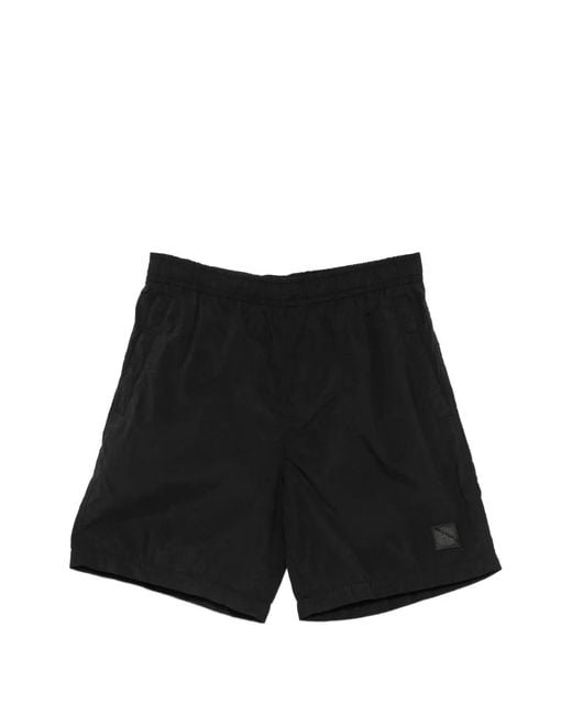 Stone Island Black Elasticated-Waistband Logo Track Shorts for men