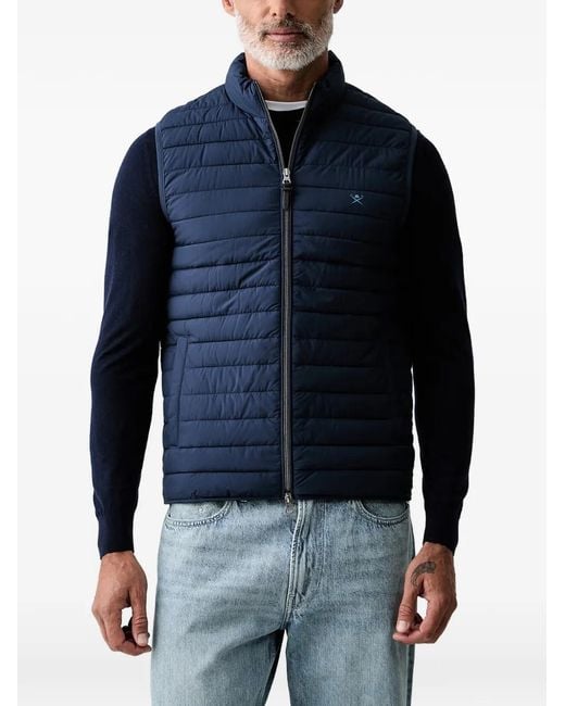Hackett Blue Quilted Logo-Embroidered Gilet for men