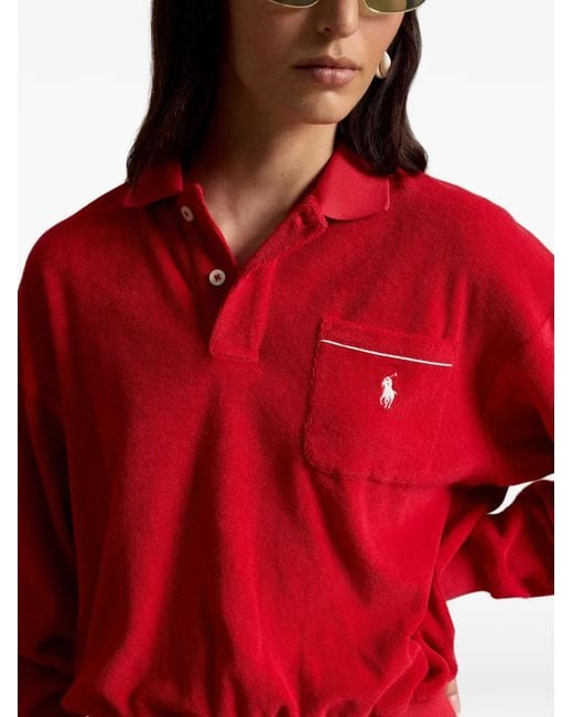 Polo Ralph Lauren レディース レッド ロングスリーブ ポロシャツ 