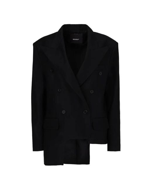 MEDEA Black Asymmetrical Double-Breasted Blazer