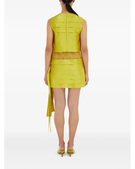 Ferragamo Yellow Mini Dress With Lace Detail