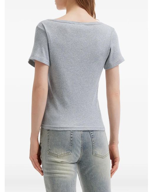 Chocoolate Gray Button V-Neck T-Shirt