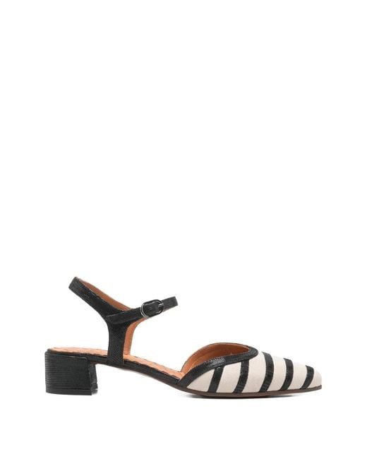 Chie Mihara White Haler Striped Heeled Pumps
