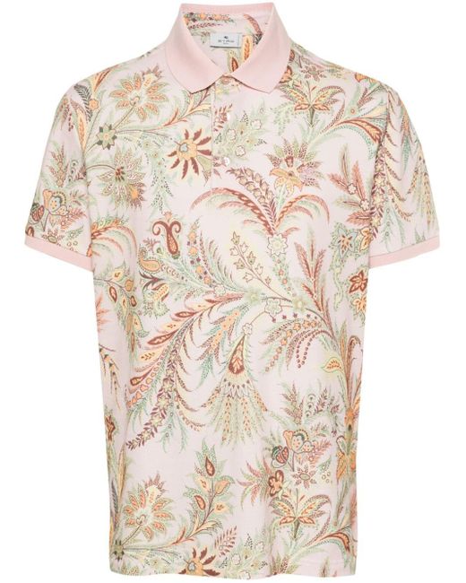 Etro Natural Floral-print Polo Shirt for men