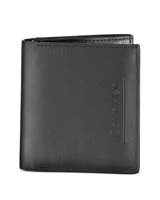 Calvin Klein Black Embossed-Logo Bifold Wallet for men