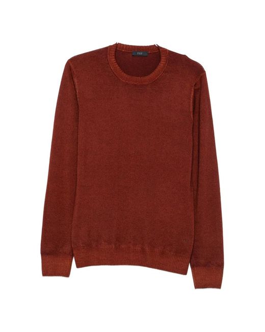 Fay Red Round-Neck Sweater for men