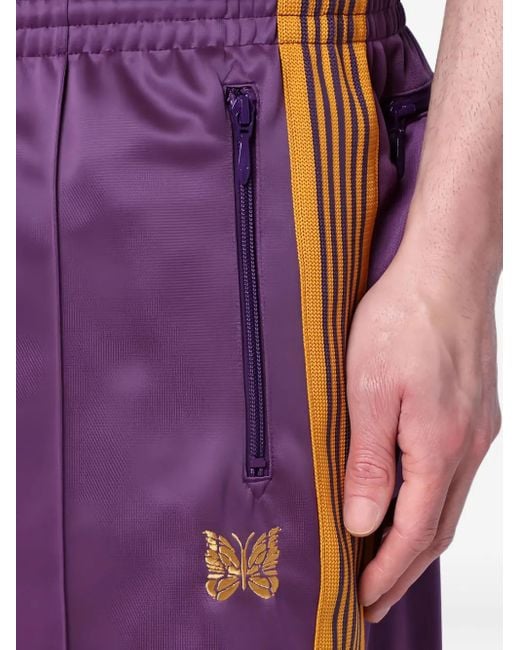 Needles Purple Butterfly-Embroidered Track Pants for men
