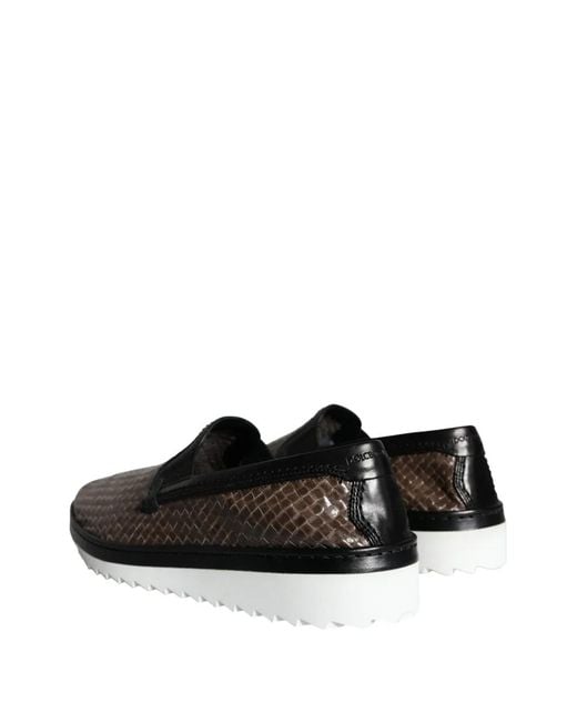 Dolce & Gabbana White Woven Leather Sneakers for men