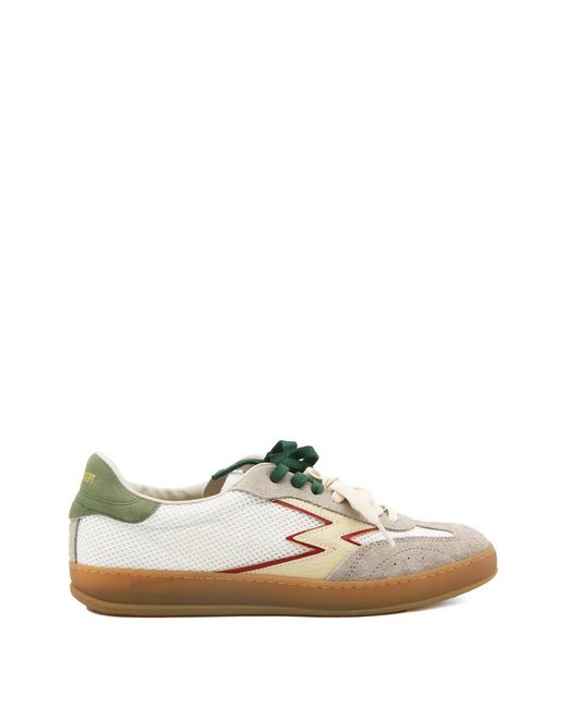 Moa Concept White Lightning-Bolt Patch Panelled Sneakers for men