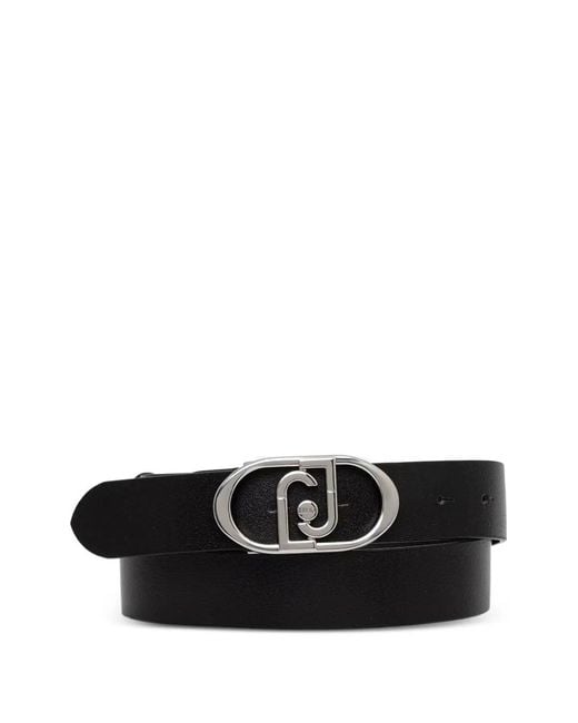 Liu Jo Black Logo-Plaque Leather Belt