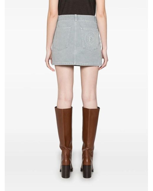 Fendi Gray Roma' Denim Skirt