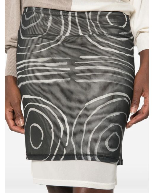 Eckhaus Latta Gray Gesture-Print Layered Midi Skirt