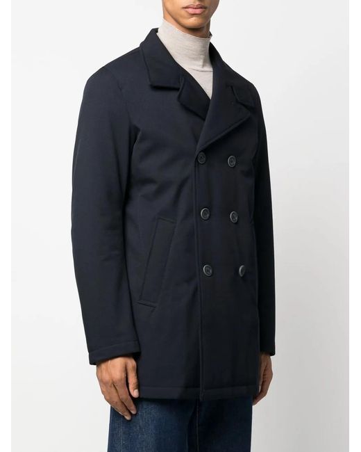 Herno Blue Quilted Double-Breasted Coat for men