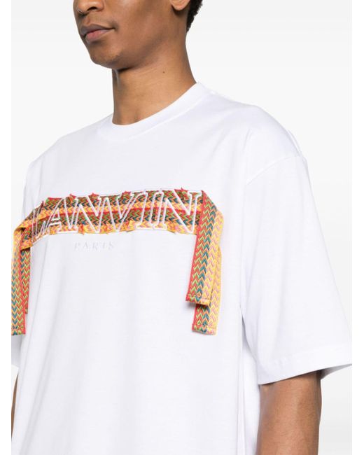 T-Shirt Curb Con Ricamo di Lanvin in White da Uomo
