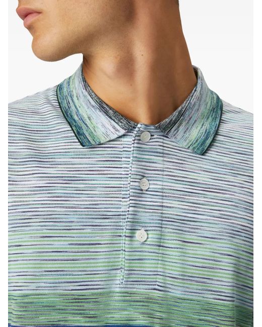 Missoni Blue Striped Cotton Polo Shirt for men