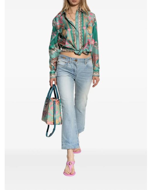 Versace Blue Logo-Patch Jeans