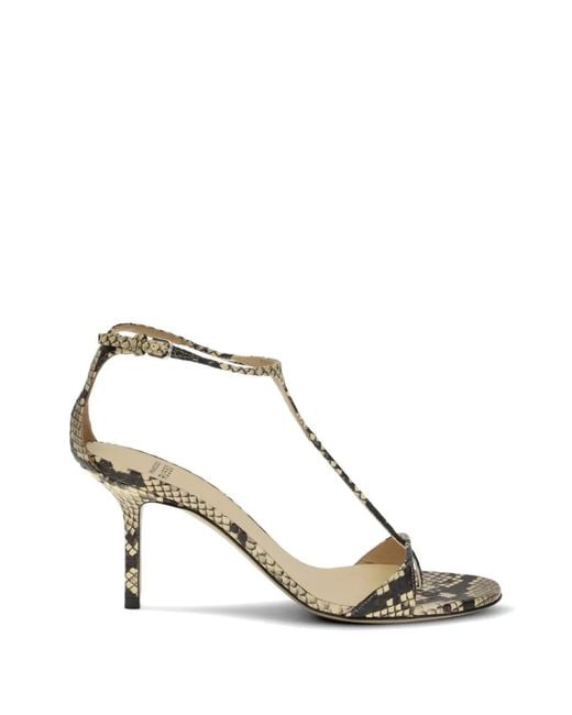 Francesco Russo Natural T-Strap Patterned Sandals