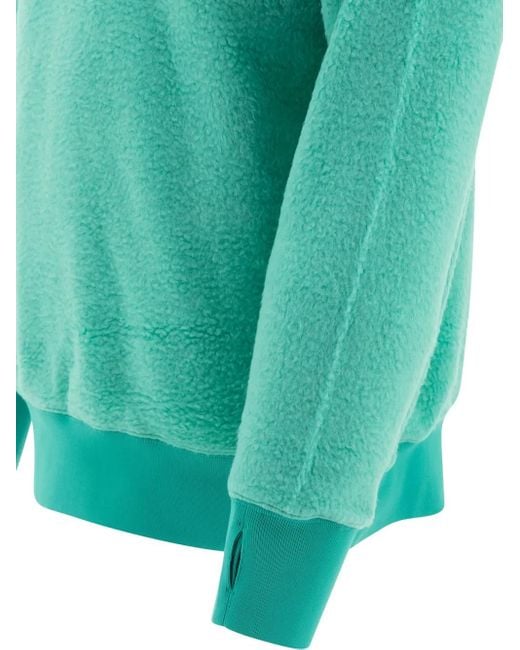 Beams Plus Green High-Neck Fleece Sweater for men