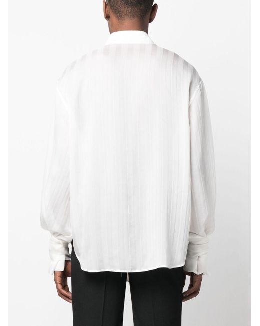 Saint Laurent White Striped Silk Shirt for men