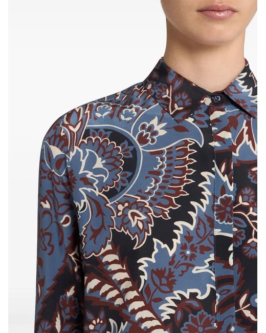 Etro Blue Printed Silk Shirt