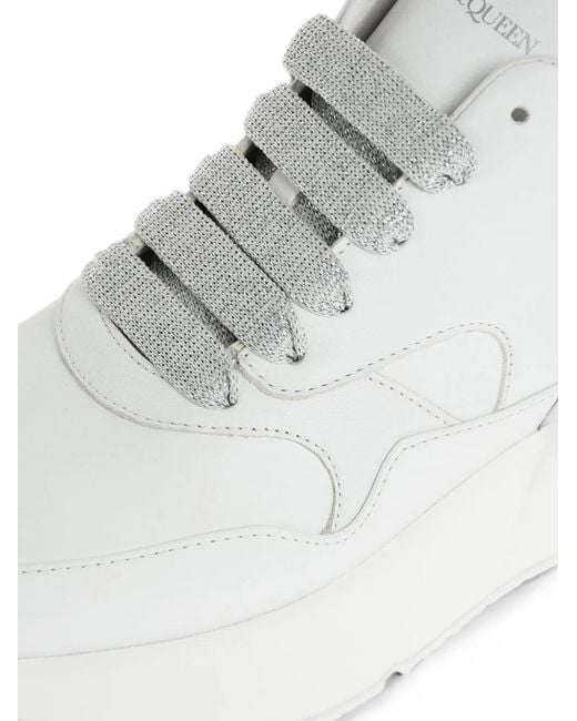 McQueen White Oversized Runner Glitter-Detail Sneakers