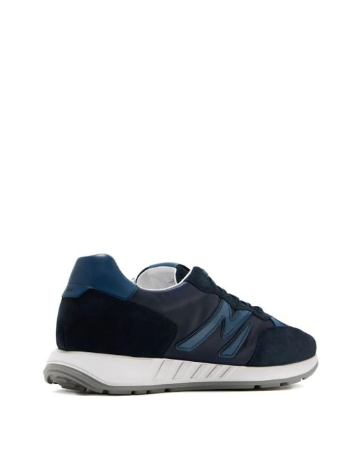Magnanni Shoes Blue Yoki Leather Suede Panelled Sneakers for men