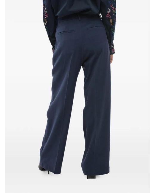 Department 5 Blue Pleated-Front Palazzo Pants