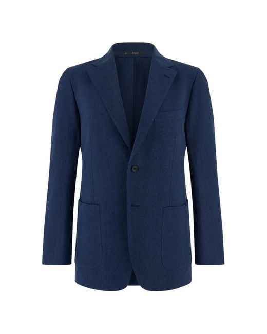 Boggi Blue Blazer Boutonné À Poche Plaquées for men