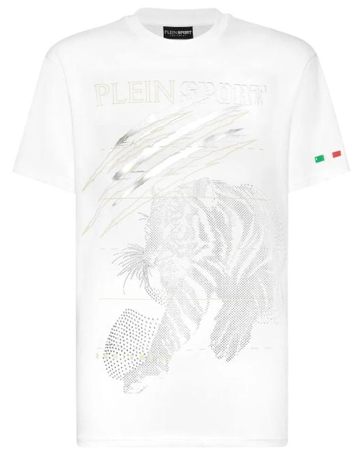 Philipp Plein White Tiger-Motif T-Shirt for men